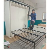 Combinaison de lit pliant invisible rotatif en bois, armoire multifonctionnelle, bureau, bibliothèque, mur, lit mural