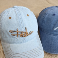 Casquettes décontractées vintage en jean délavé avec logo brodé personnalisé, à visière incurvée, 6 panneaux, non structurées, style « Dad Hat » – Meilleures ventes