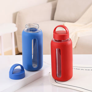 كوب زجاجي شفاف عالي البوروسيليكات آمن للاستخدام في الميكروويف وغسالة الأطباق مع غطاء سيليكون محمول للاستخدام الخارجي - Product Image 2