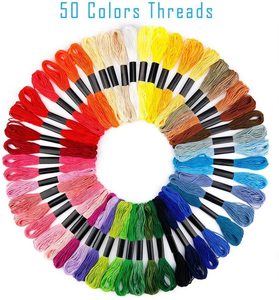 <span class=keywords><strong>Kit</strong></span> de bordado incluye 50 colores bordado hilos de <span class=keywords><strong>coser</strong></span> 5 piezas de plástico aros de bordado Cruz puntada herramienta - Product Image 3