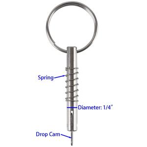 2 pezzi in acciaio inox completo Bimini Top Marine Pin a sgancio rapido 316 con diametro a molla a 1/4 \ "(6.3mm) utilizzabile