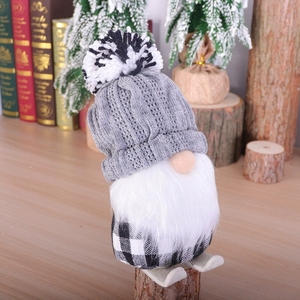 Poupée en peluche <span class=keywords><strong>Père</strong></span> Noël Mini décoration de Noël avec tenue à carreaux rouge noir et longue <span class=keywords><strong>barbe</strong></span> blanche pour arbre de Noël - Product Image 5