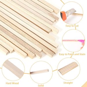 แท่งไม้บัลซาทาสี 70 ชิ้น แท่งไม้สี่เหลี่ยมและแถบไม้สำหรับงานฝีมือ โครงการ DIY และการทำโมเดล - Product Image 5