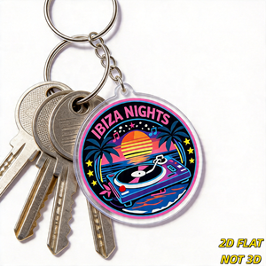 Porte-clés en acrylique <span class=keywords><strong>DJ</strong></span> rétro <span class=keywords><strong>Ibiza</strong></span> Nights, style synthwave des années 80, pour sacs à dos, sacs à main, clés - Product Image 4