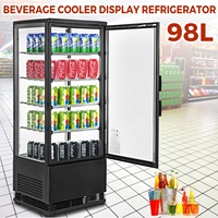 Équipement de cuisine de restaurant, mini réfrigérateur, petit réfrigérateur commercial pour bar, vitrine de boissons, comptoir, refroidisseur à 4 côtés en verre pour boissons froides