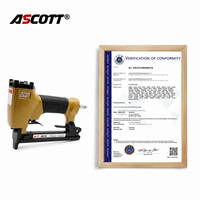 ASCOTT 8016 Agrafeuse pneumatique industrielle 21GA pour tapisserie, 125 agrafes, pistolet à agrafes pneumatique pour meubles en bois, certifiée CE, Grapadora
