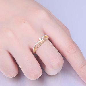 Bague de fiançailles élégante Sun Star TL-406 en zircon plaqué or, argent sterling 925, pour femme, anniversaire de mariage, empilable - Product Image 3