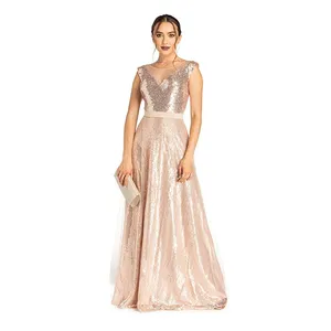 Nouvelle robe de soirée extra-longue à paillettes robe jupe longue 2022 nouveau or rose