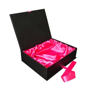 कस्टम बाल बंडलों के साथ पैकेजिंग बॉक्स विस्तार बैग साटन बुनाई बाल उपहार भंडारण बॉक्स के लिए रिबन बंद होने के साथ विग सामान