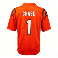 Vente en gros de jersey de haute qualité 1 # Chase 5 # Higgins 9 # Maillot de football américain brodé sur mesure Burrow