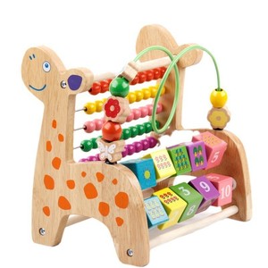 <span class=keywords><strong>Jeu</strong></span> éducatif Montessori multifonctionnel en bois pour enfants : perles à déplacer, boulier et blocs en forme de dauphin - Product Image 4