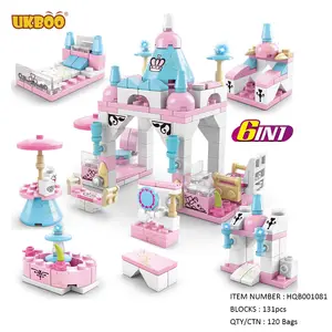 UKBOO 131 Pcs 친구 시리즈 6 1 소녀 선물 핑크 성 궁전 Gazebos 빌딩 블록 Diy 조립 장난감