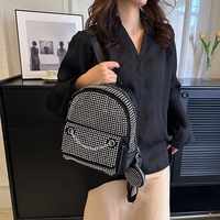 Diamant brillant sac à dos femmes 2 pièces en cuir PU cartable porte-monnaie ensemble luxe cristal sacs à dos pour dames