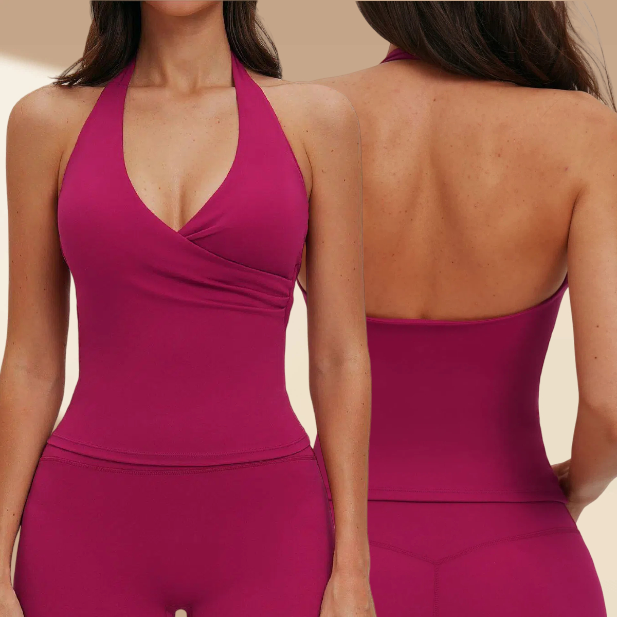 3109 Women's V-neck Yoga Vest Tight Spandex/Nylon Sweat-Wicking Sports Vest Outdoor Running Fitness Tank