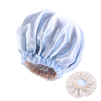 Bonnet de douche réversible double couche en satin de soie HaoKey, bonnet de sommeil, soin des cheveux, bonnet élastique