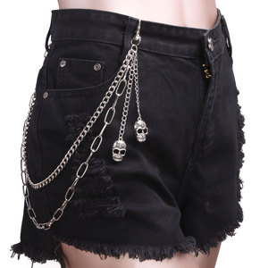 Cadena de cintura metálica con calavera estilo punk para mujer, de aleación de zinc, doble capa, estilo urbano, cadena decorativa de moda para uso diario. - Product Image 1