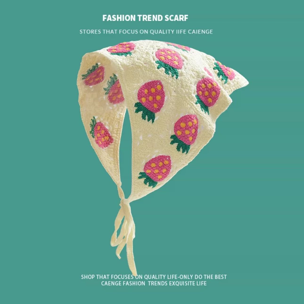 Headscarf-beige-little strawberry