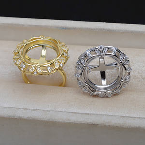 S925 Silver 4885 DIY Accessory Set 15mm Pearl <b>Horse</b> Shell Flat Bottom Empty <b>Earrings</b> Pendant Ring Holder Jewelry Findings - Product Image 4