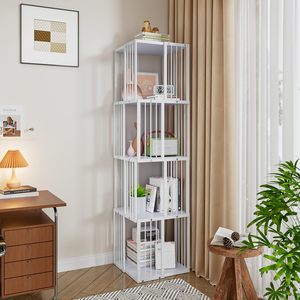 Phòng ngủ phòng khách 5-Tier tủ sách cao hẹp kim loại kệ sách lưu trữ Organizer hiển thị Công Nghiệp Đứng kệ đơn vị - Product Image 4