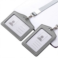 Porte-cartes d'identité en cuir véritable fait main avec cordon de style vintage pour artiste de studio créatif, étui pour carte d'identité, logo personnalisé en relief