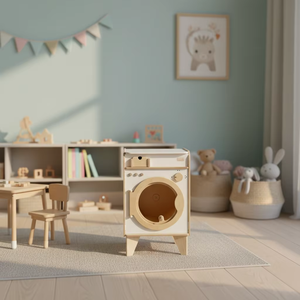 Ensemble de cuisine de simulation pour enfants, réfrigérateur, machine à laver, jouet en bois unisexe de style nordique, pour les enfants de 5 à 7 ans - Product Image 4