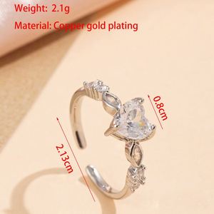 <b>Silver</b> Plated Shiny Romantic Zircon Heart Copper <b>Rings</b> for Women <b>Silver</b> Color <b>Adjustable</b> Open <b>Ring</b> Wedding Gifts for Lover - Product Image 3