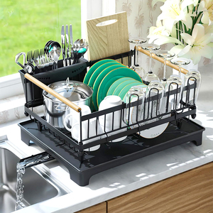 Estante organizador <span class=keywords><strong>de</strong></span> lujo para cocina, escurreplatos, soporte para jabón <span class=keywords><strong>y</strong></span> cepillos, con <span class=keywords><strong>escurridor</strong></span> <span class=keywords><strong>y</strong></span> bandeja <span class=keywords><strong>de</strong></span> drenaje - Product Image 1