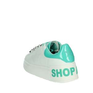 Baskets tendance en toile pour femme, style plateforme, blanc et turquoise - Product Image 2
