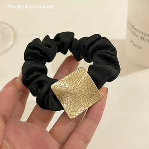 Large Hair <strong>Band</strong> High Elastic Durable Rubber <strong>Band</strong> Ponytail Ball Hair Rope Simple Temperament Metal square Brand Elastic Hair <strong>Band</strong> - Product Image 5