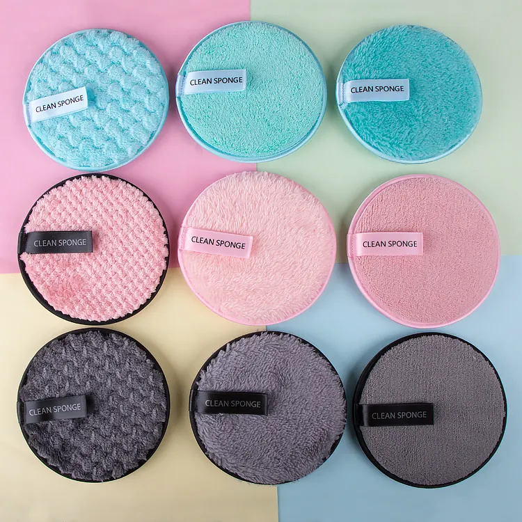 Free Sample 2023 Microfiber Luxury Make Up Customized Face Makeup Remover Reusable Face Cleaning Sponge Pads