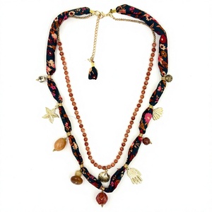 Collar llamativo con borlas de bolas chapadas en oro, hecho a mano, estilo bohemio para mujer, con perlas de imitación, ecológico, para compromiso - Product Image 1