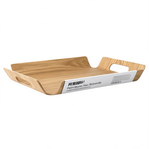 Plateau de service rectangulaire en bois Leopold Tablett Madera avec poignées pour la cuisine et la salle à manger - Product Image 2