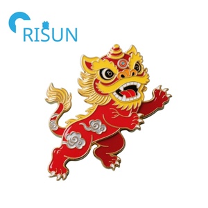 Alfileres de esmalte duro suave de León chino divertido de fábrica, broche de Pin de solapa de León de Año Nuevo <span class=keywords><strong>Lunar</strong></span>, insignia de Pin de esmalte de danza de León chino personalizada - Product Image 5