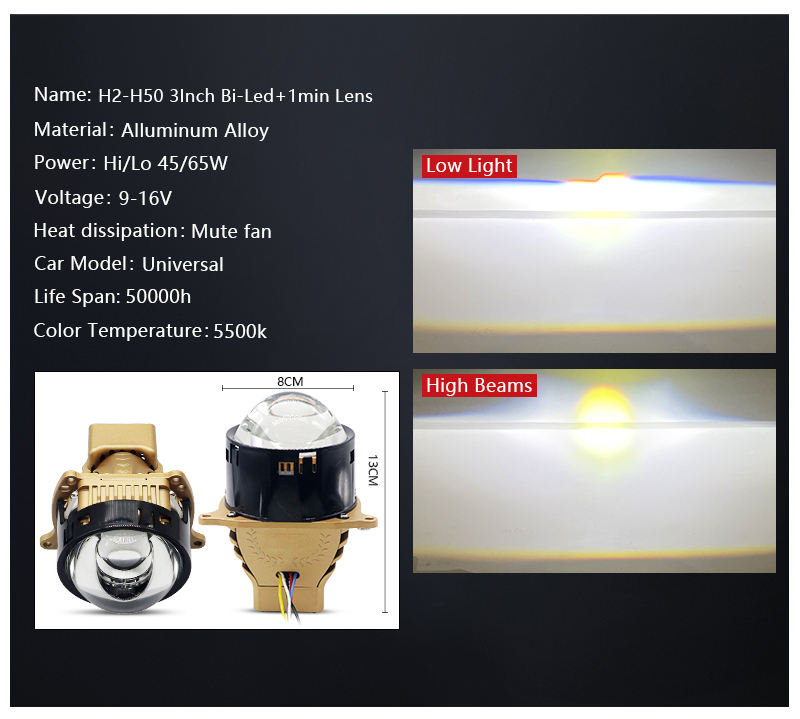 H2-H50 3lnch Bi-LED + เลนส์1นาที