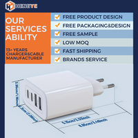 Personnalisable Multi 4 Ports QC3.0 PD 64W 20W 4in1 TYPE C USB Téléphone Chargeur UK EU Plug Wall Charger