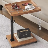 Table d'appoint TV pivotante à 360° en forme de C, réglable en hauteur, avec roulettes pour petits espaces, table de chevet ou table de canapé