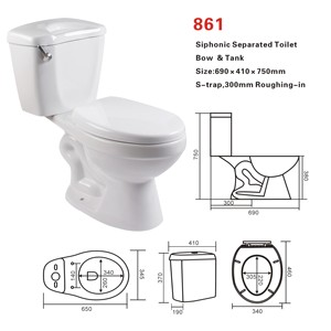 WC in <span class=keywords><strong>Ceramica</strong></span> Moderno a Due Pezzi, Allungato, con Scarico Sifonico a Doppio Flusso, Montaggio a Pavimento, per Bagno/Lavabo, Prodotto in Cina - Product Image 5