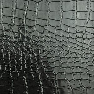 PVC crocodile Synthetic Artificial Leather <strong>Black</strong> Fabric - Product Image 3