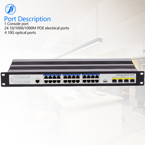 Huayu 248Gbps 1U Công Nghiệp Quản lý PoE chuyển đổi <span class=keywords><strong>24</strong></span> Gigabit + 4*10g L3 400W được xây dựng trong cung cấp điện <span class=keywords><strong>Ethernet</strong></span> Router 1 năm bảo hành - Product Image 3