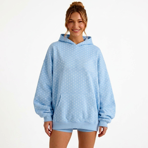 Sweat-shirts à capuche épais et personnalisés pour femmes, unisexe, avec logo brodé, style streetwear, impression en relief, en coton - Product Image 1
