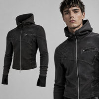 Veste streetwear pour homme personnalisée, noire, en tricot côtelé, à clous, en cuir végétalien, OEM ODM, vente en gros de vêtements d'extérieur pour homme