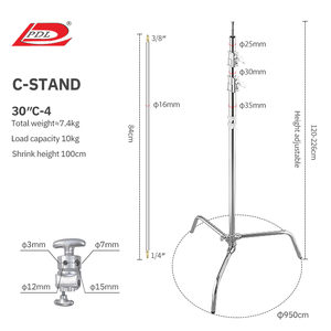 Suporte Profissional Saturn(PDL) <span class=keywords><strong>C</strong></span>-STAND-4 com Braços Oblíquos em Aço Inoxidável, Tripé Mágico <span class=keywords><strong>C</strong></span> Stand para Fotografia, Softbox Destacável - Product Image 3