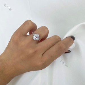 Dylam-anillos de plata de ley 5A con zirconia cúbica, anillos de compromiso con zirconia cúbica, zirconia, circonita, zirconita, forma de flor solar, para mujeres - Product Image 3