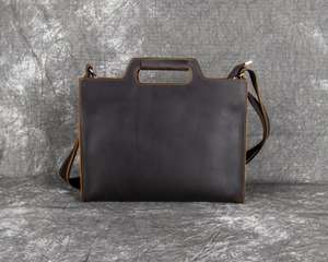 Crazy Horse Leather Laptop Bags for Men Luxury Handbags Business Travel Brief <strong>case</strong> With Shoulder Strap Genuine Leather Briefcase - Product Image 6