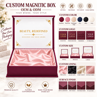 Boîte cadeau magnétique pliable de luxe avec logo personnalisé en feuille d'or, doublure en satin, boîte d'emballage rigide pliable pour perruques et mèches de cheveux