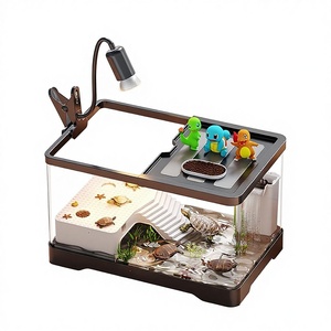 Terrario Trasparente in Plastica per <span class=keywords><strong>Tartarughe</strong></span>, Box da Scrivania per Allevamento con Piattaforma per l'Esposizione al Sole, <span class=keywords><strong>Habitat</strong></span> Anti-Fuga per Rettili - Product Image 5