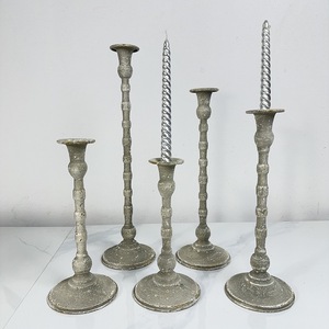 <span class=keywords><strong>Chandelier</strong></span> vintage européen à bougie conique unique, semi-artisanal, en métal de haute qualité, texture rétro, pour décoration de table et mariages - Product Image 4