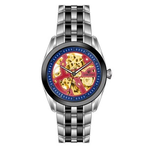Orologio da <span class=keywords><strong>Uomo</strong></span> Meccanico Automatico Scheletrato Personalizzato con Motivo Traforato, Cassa in Acciaio Inossidabile Luminosa e <span class=keywords><strong>Cinturino</strong></span> in Vera <span class=keywords><strong>Pelle</strong></span> - Product Image 5
