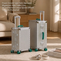 Valise à roulettes en alliage d'aluminium et de magnésium de style Dream Traveler, 20 pouces, pour affaires et loisirs, avec roues pivotantes, serrure TSA, étanche