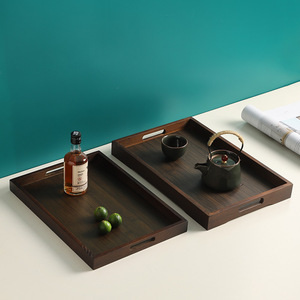 Plateau à thé rectangulaire de style japonais Minbei Story, couleur noyer, pour service de thé, fruits, pain, usage domestique - Product Image 4